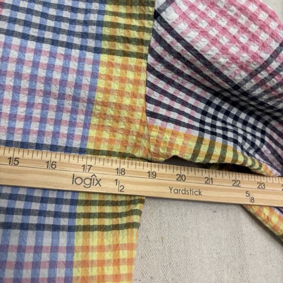 Free Assembly Women Seersucker Plaid Cropped Hoodie‎ Top Size L Colorful Preppy - Picture 3 of 8